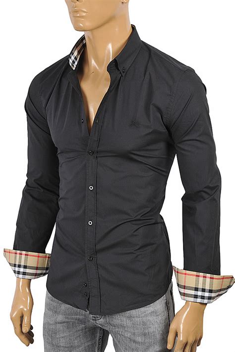 burberry black shirt men|Burberry formal shirt men.